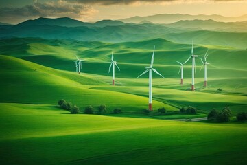 Obraz premium wind turbines in the field