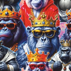Seamless background with formidable monkeys with a crown. For printing on wrapping paper and textiles. And also for the background on your desktop, website, etc.