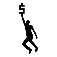 dollar icon and business person silhouette