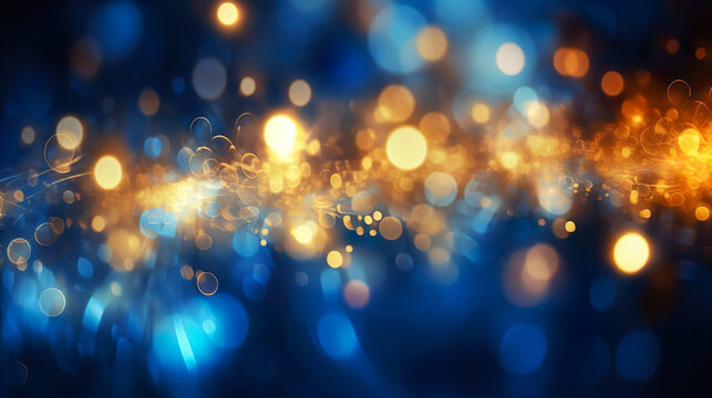 Blurry Blue And Yellow Lights Abstract Background