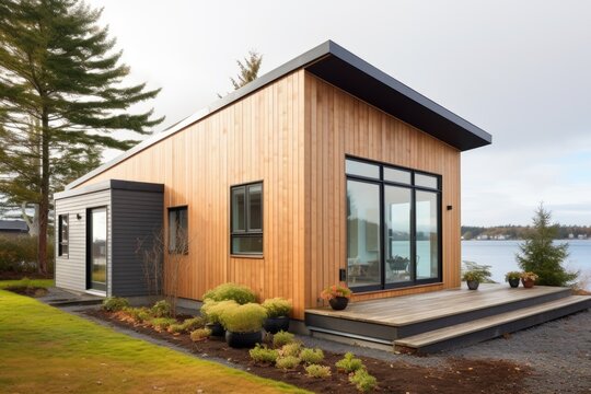 saltbox house with cedar wooden cladding under daylight