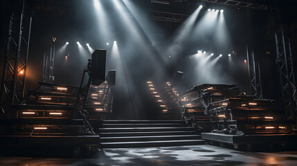 Lighting ramp and powerful spotlights for artificial lighting while working in the theater or film...