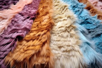 pieces of freshly cut faux fur on a mat