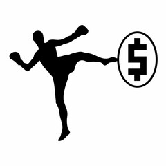 dollar icon and business person silhouette