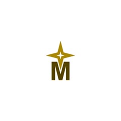 Letter M star logo isolated on white background