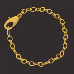 Golden wrist bracelet. Vector illustration on dark background.