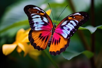 a vibrant butterfly resting on a flower petal