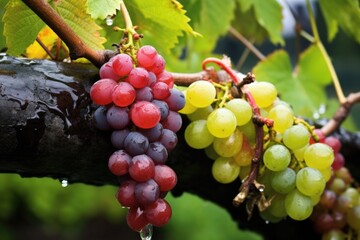 ripe fruit on branch with damaged fruit fallen below