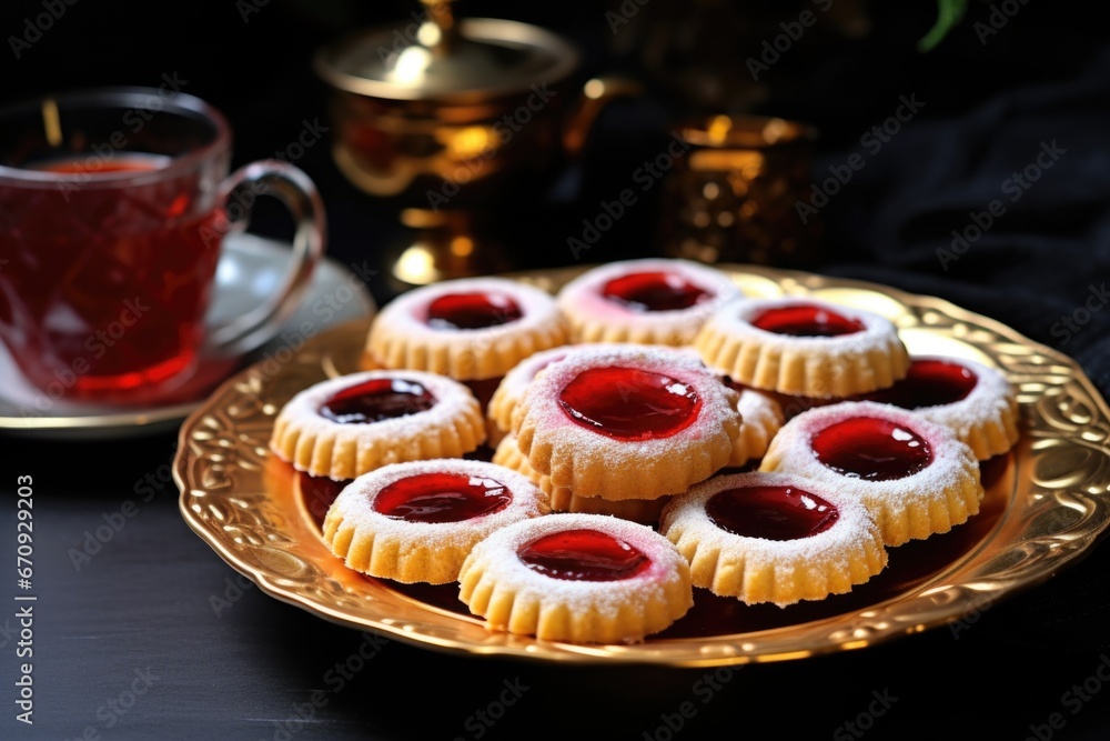 Canvas Prints vegan friendly jelly ring cookies on a plate