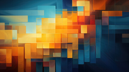 Abstract background with blue and orange rectangles on a dark background