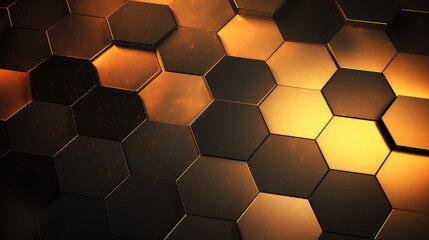3D Abstract geometric hexagon shape background in golden color