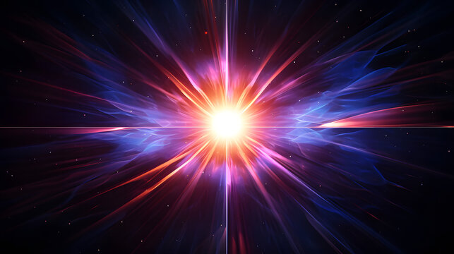 Futuristic Light Effect. Colorful Lens Flare. Star, Explosion and Electric Power Design. Generative AI.