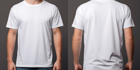 A Stylish Men's White T-shirt Mockup, Front and Back view, Perfect for Cozy Comfort and Fashion Forward Chicness