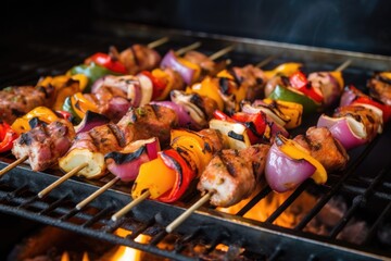 flambeed skewers on a smokeless grill