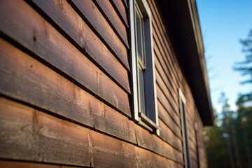 closeup of wooden claddings on a saltbox home