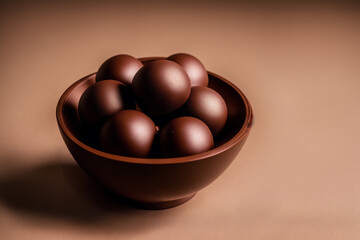 An assortment of chocolate, candy,  bars and chocolate pieces on a wooden background, sweet food. Chocolate cake. Generative AI