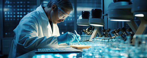 Laboratory scientic or technician at work.