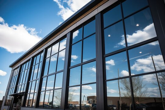 big window with reflective solar film on it