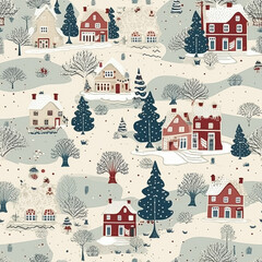 Seamless pattern, tileable Christmas holiday country dots print, English countryside cottage for wallpaper, wrapping paper, scrapbook, fabric and product design
