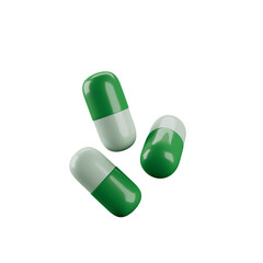 Medicine capsules isolated from the white background. 3d illustration.