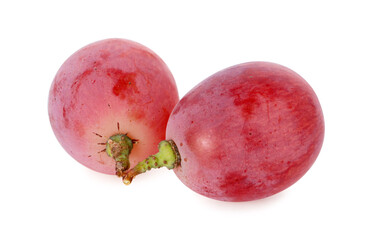 Two ripe red grapes isolated on white