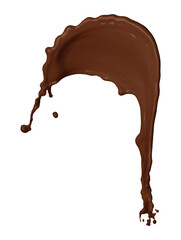 One chocolate color splash on white background