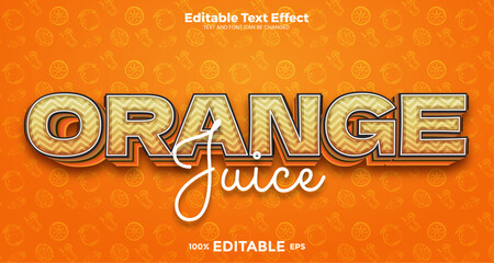 Orange Juice editable text effect in modern trend style