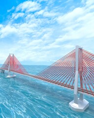 The Suramadu Bridge in East Java Indonesia 3, 3d rendering, background