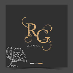 R, G, RG, Beauty vector initial logo, wedding monogram collection, Modern Minimalistic and Floral templates for Invitation cards, Save the Date, Logo identity for restaurant, boutique, cafe in vector
