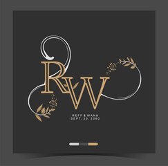 R, W, RW, Beauty vector initial logo, wedding monogram collection, Modern Minimalistic and Floral templates for Invitation cards, Save the Date, Logo identity for restaurant, boutique, cafe in vector