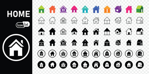 Collection home and property icons. House symbol. Set of real estate objects. vector illustration. - obrazy, fototapety, plakaty