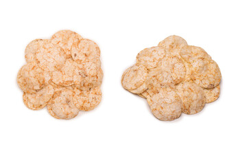 Rice chips isolated on white background.