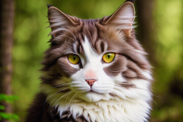 Naklejka na ściany i meble A beautiful cat. Feline Charm. The Enigmatic World of Cats. Generative AI