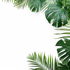 tropical plant white background. Tropical leaves foliage plant bush arrangement nature generative ai