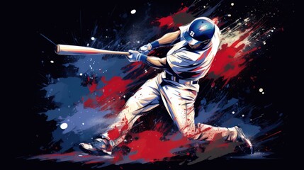 Baseball player hitting ball hard. - Powered by Adobe