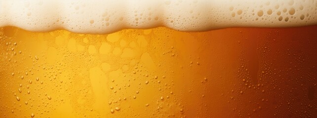 Fresh beer froth with foam bubbles texture background.