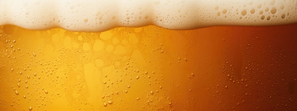 Fresh beer froth with foam bubbles texture background.
