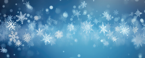 Fototapeta na wymiar Winter snowflakes backgorund. Blue christmass