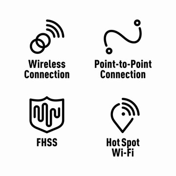 Wireless Connection, Point-to-Point Connection, FHSS, Hot Spot Wi-Fi signs