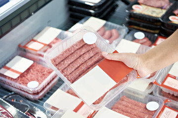Plastic packaging with pork minced meat