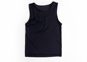 A black sport tank top on a white background. Tang top design presentation for print template and mockup.