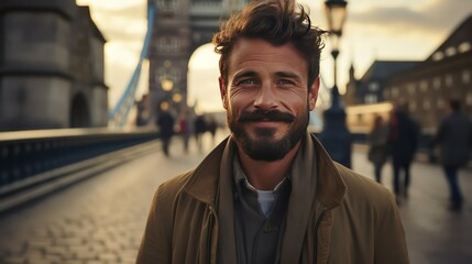 Obraz premium man a smiling face with street
