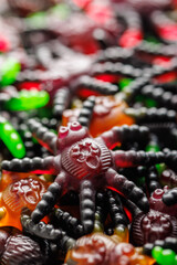 Scary sweet jelly spiders. Halloween candies