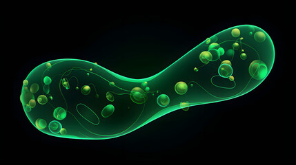 Organic amoeba blob shape abstract green color with line vector illustration isolated on transparent background. Generative AI.