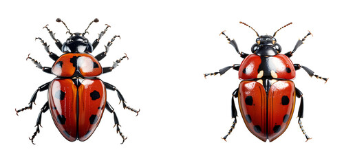 ladybug set png. set of two ladybugs isolated png. red ladybug with black polkadots png