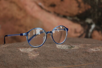 glasses on the beach