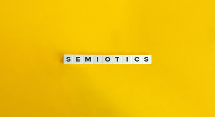 Semiotics Word on Bright Orange Background.