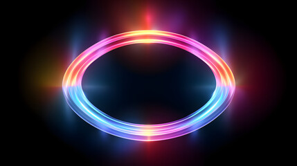Rainbow halo rays isolated on dark transparent background. Holographic lens flare reflections. Vector realistic illustration of prism radial refraction sunbeams. Generative AI. - obrazy, fototapety, plakaty