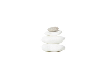 PNG, Four white stones on top of each other, isolated on white background