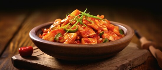 beautiful Kim chi dish on wooden table